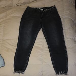 KanCan Faded Black Distressed Ankle Jeans